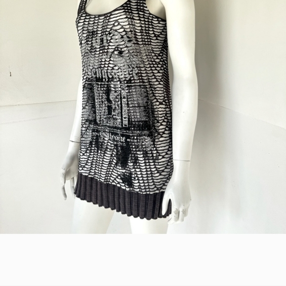 Salvage Rare "Lords Of Vengance" unique silver metallic swirl shirt/dress. L - Picture 2 of 6